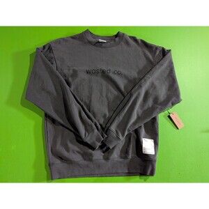 Wasted Collective Wasted Co. Spellout Crewneck Sweatshirt Gray NWT Medium USA
